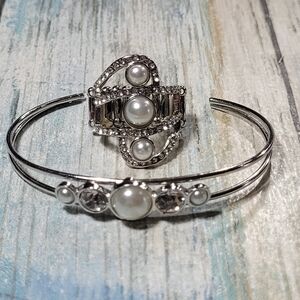 Pearl Cuff Bracelet and Ring set.